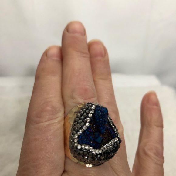 Women’s Blue Druzy Adjustable Ring.NEW - Picture 4 of 5